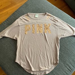 Pink Victoria’s Secret 3/4 sleeve sequins shirt